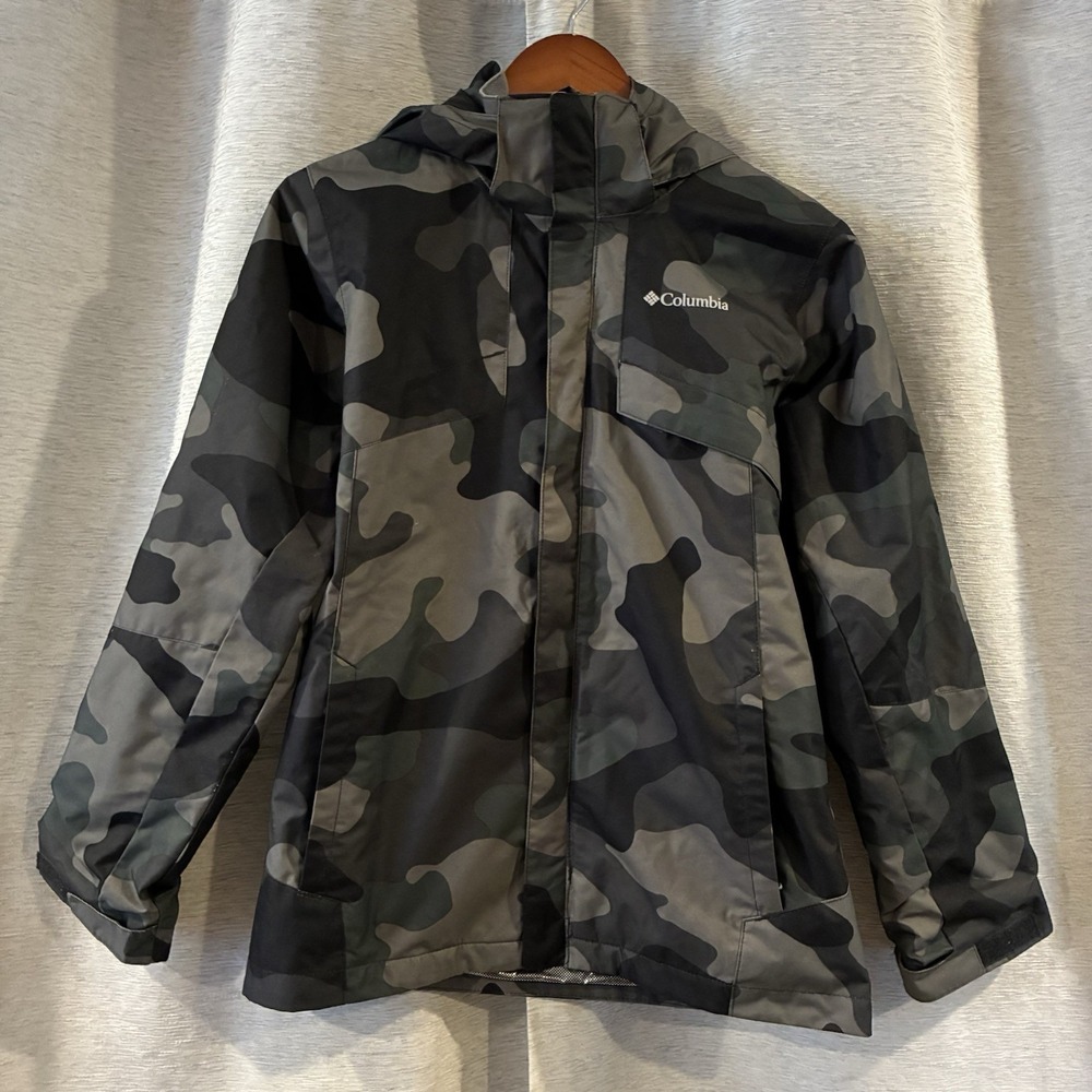 Columbia Boy's Camo Jacket - Black and Gray Size Large 14/16 Outdoor
